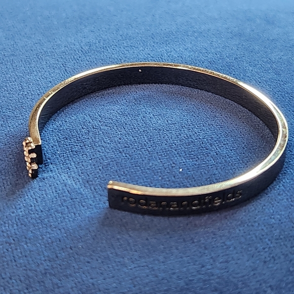 Rodan + Fields Minimalist Rhinestone Hashtag Thin Silver Cuff Bracelet - Picture 2 of 4